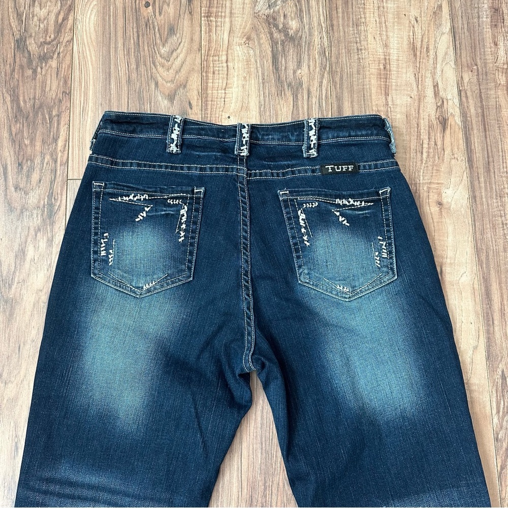Like New Cowgirl Tuff Dark Blue Boot Cut Twisted Mustang Jeans Size: 33x34 - Picture 6 of 11